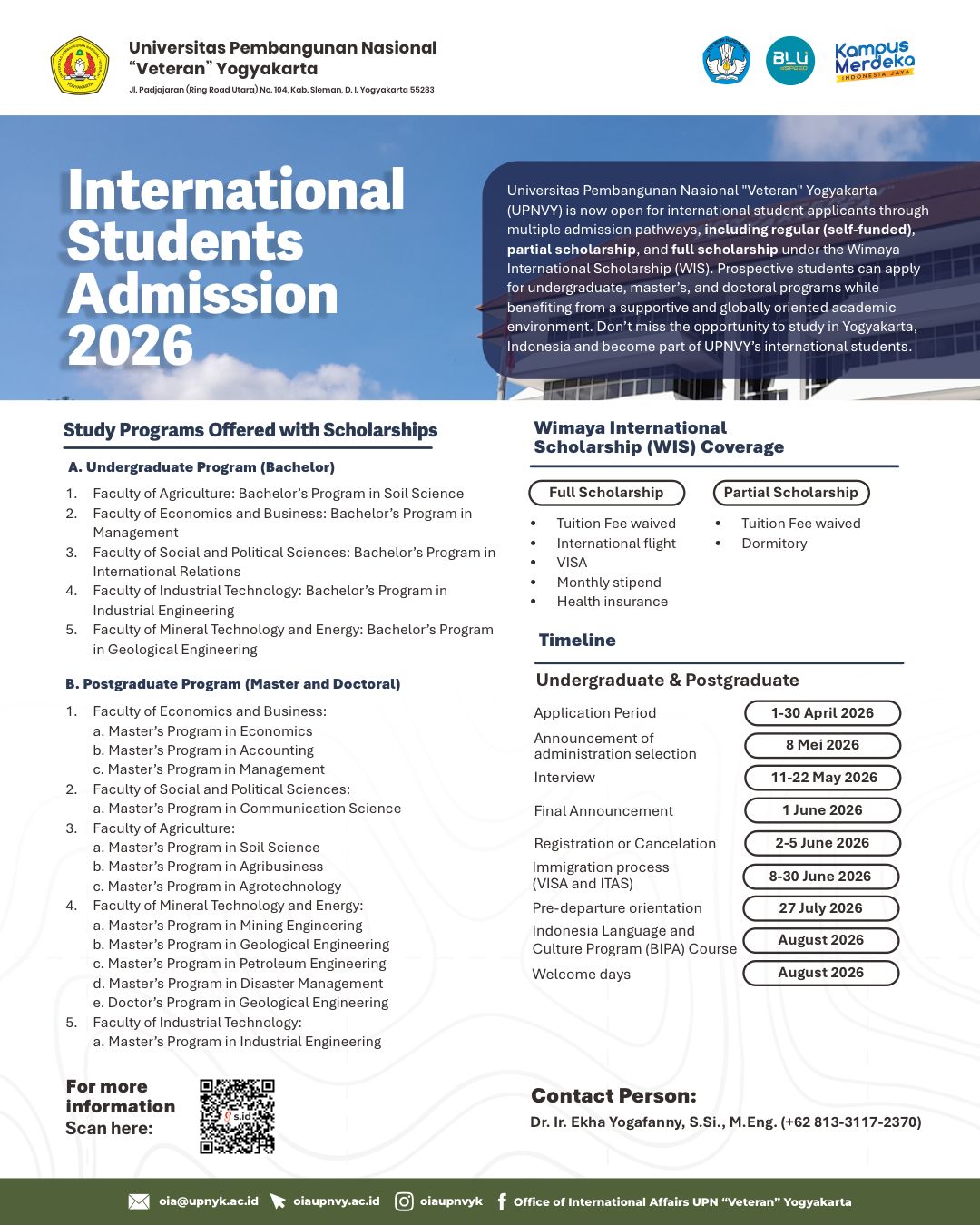 Penerimaan dan beasiswa bagi mahasiswa Interasional