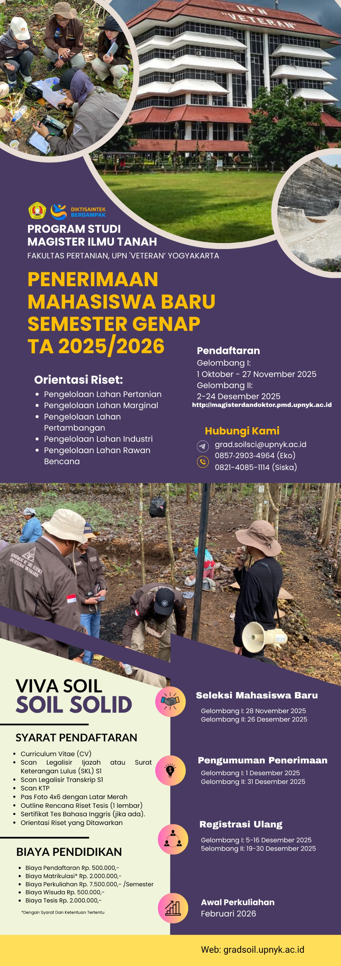 Penerimaan Mahasiswa Baru Prodi Magister Ilmu Tanah Semester Genap TA 2025/2026